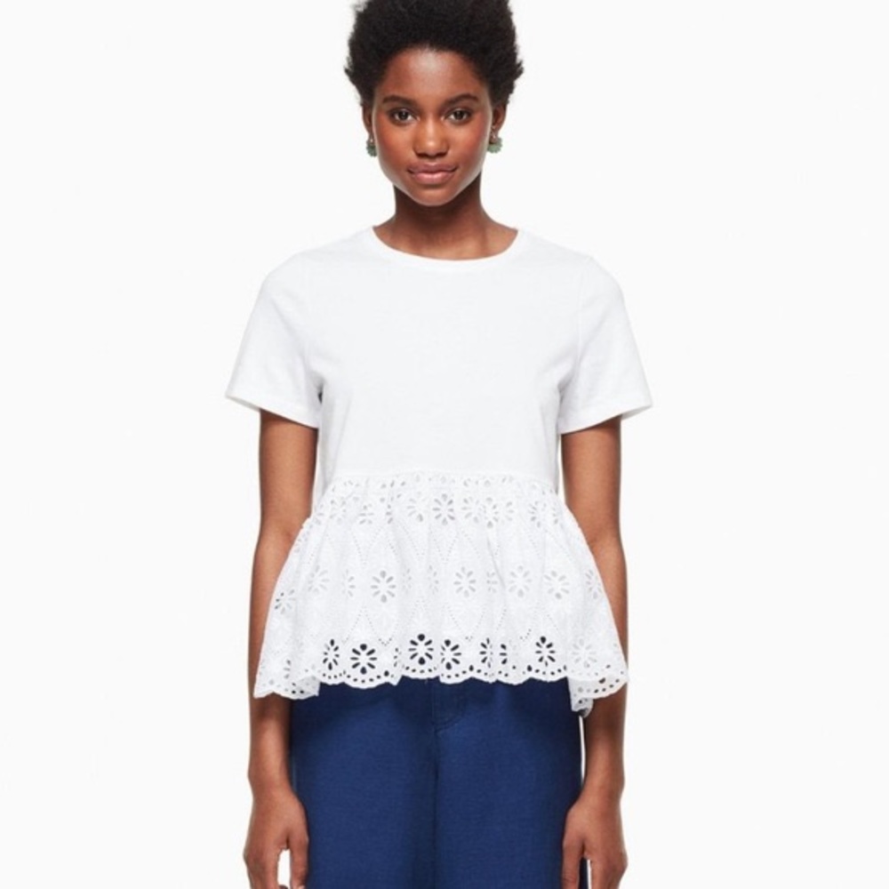Kate Spade Broome Street Eyelet Lace Peplum Top